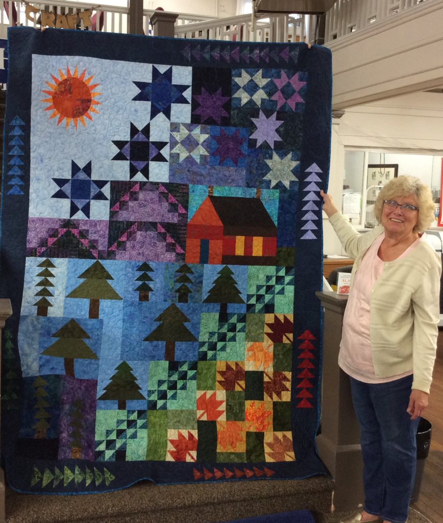 Lorraine K. completed her Cabin by The Lake Block of the Month.  The assembly and quilting was done by Will-N-Bee'z.